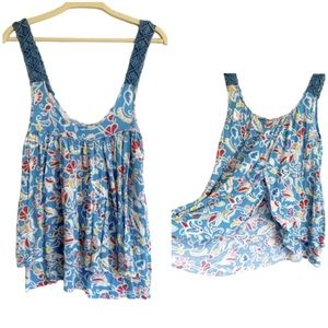Free People colorful viscose crochet strap tulip back tank top Women’s XS